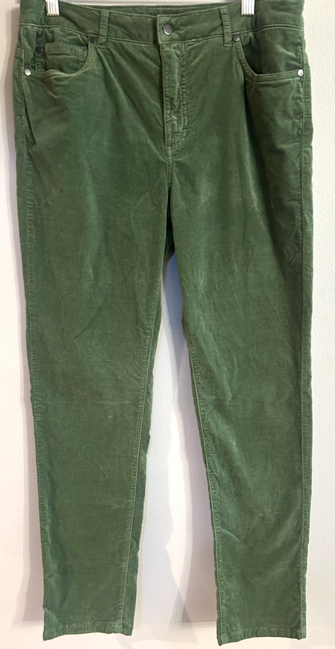 J McLaughlin Velvet Velour Green Straight Leg Pants Jeans Stretch Womens 12